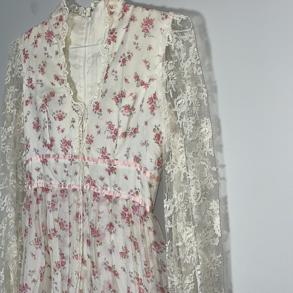 Vintage Prairie Cream Lace Ruffles Maxi Dress 7-8 Small - Picture 4 of 7